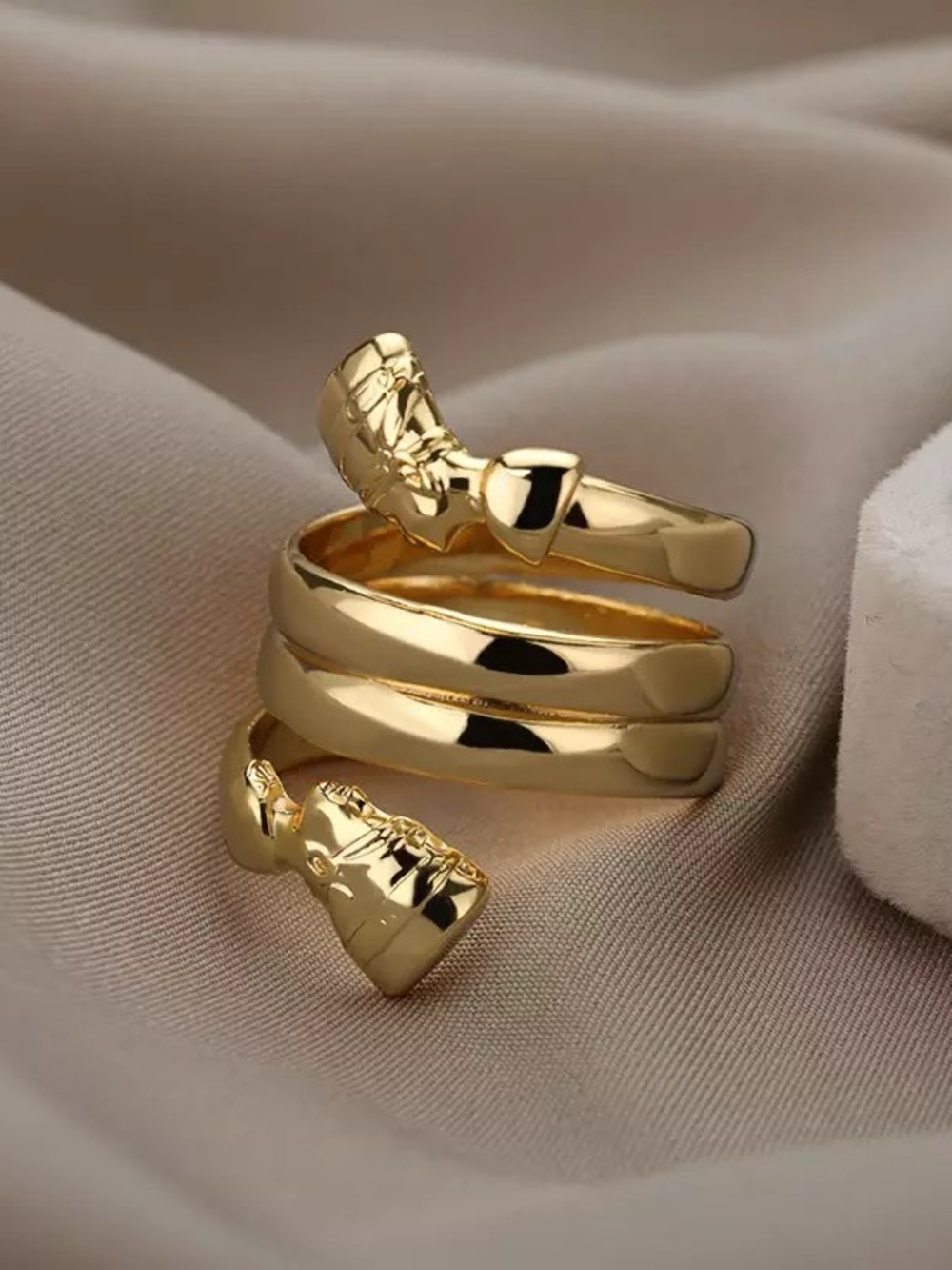 Gold Women's Wrap Nefertiti Ring - Elegant Sculpted Band